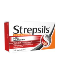 Strepsils Lutschtabletten Orange Zuckerfrei, 24 Stk.