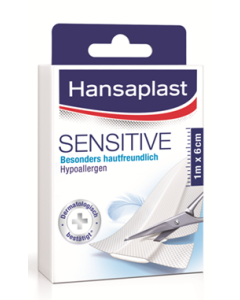 Hansaplast Sensitive 1m:6cm, 10 Stück