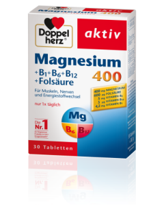 MAGNESIUM                     400 B1 +B6 +B12 +FOLSAEURE      TABL DOPPELHERZ, 60 Stück